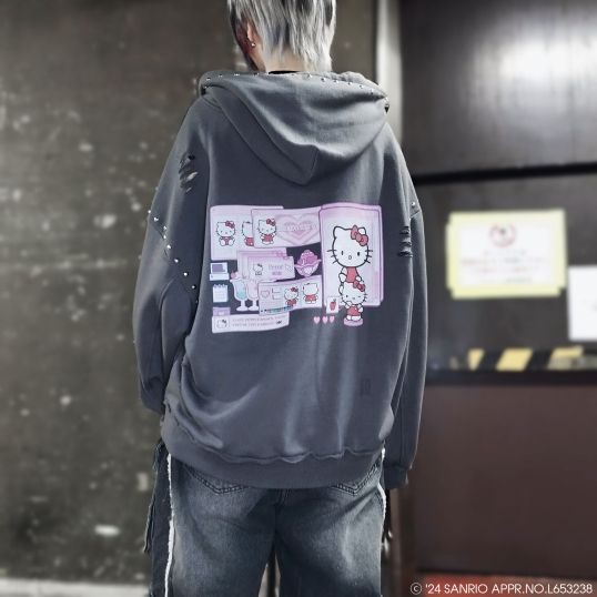 QOOZA × HELLO KITTY / KITTY聯名帽T〔GRY〕